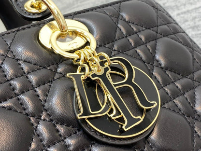 Lady Dior Large bag in black leather