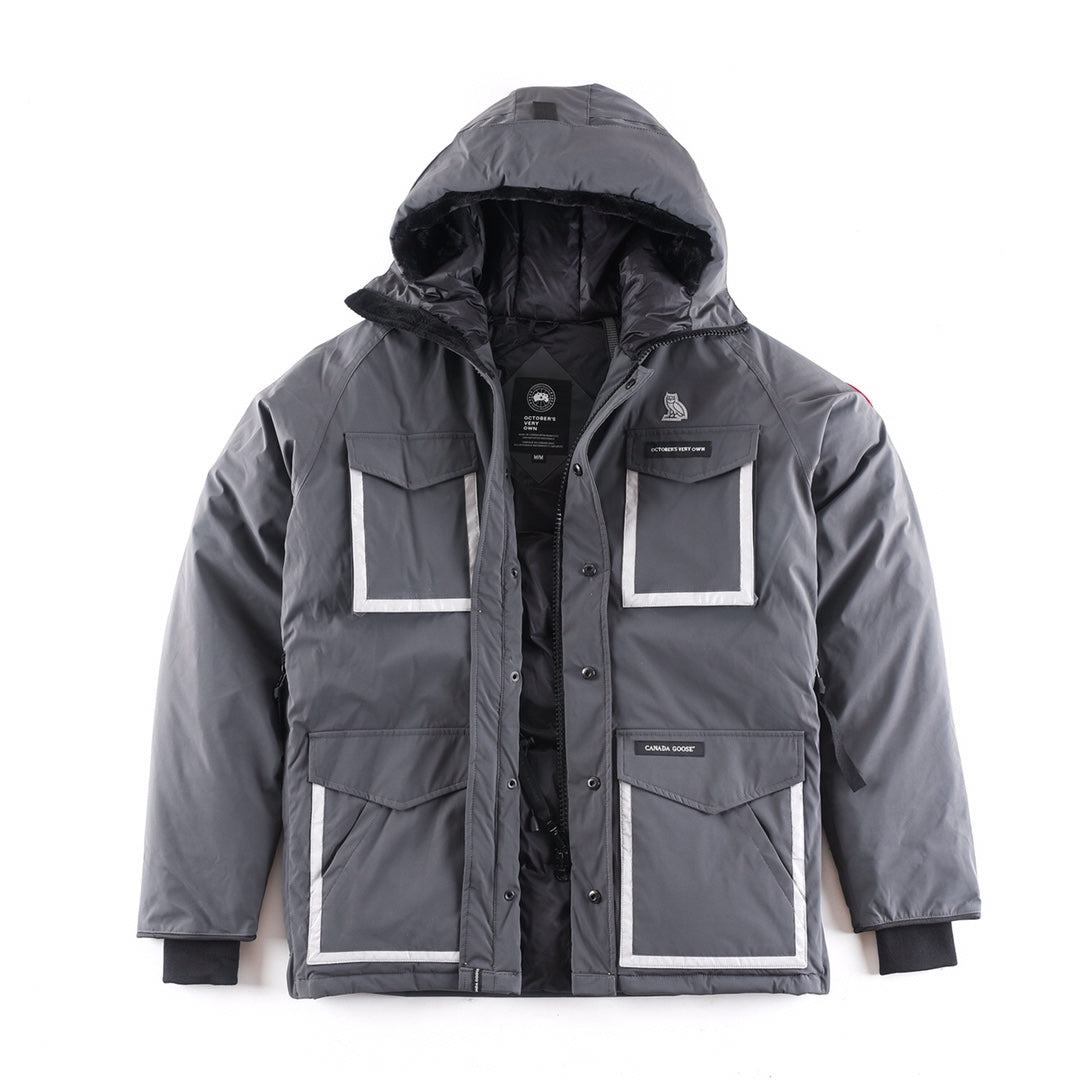 Mens Goose Down Jackets Outwear Coat Windproof Pockets