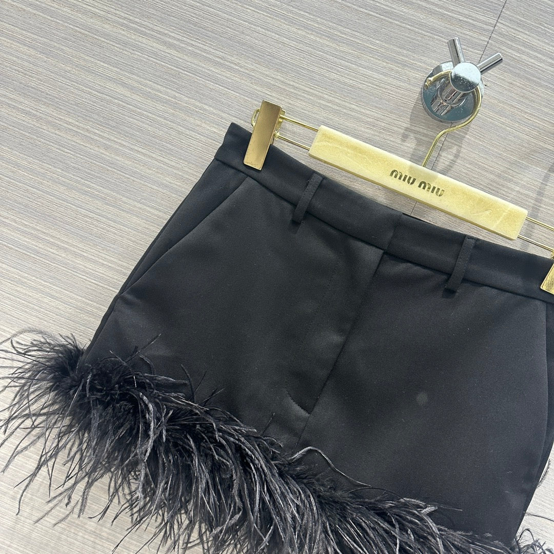 Ostrich Feather High-End Mermaid Mini Skirt