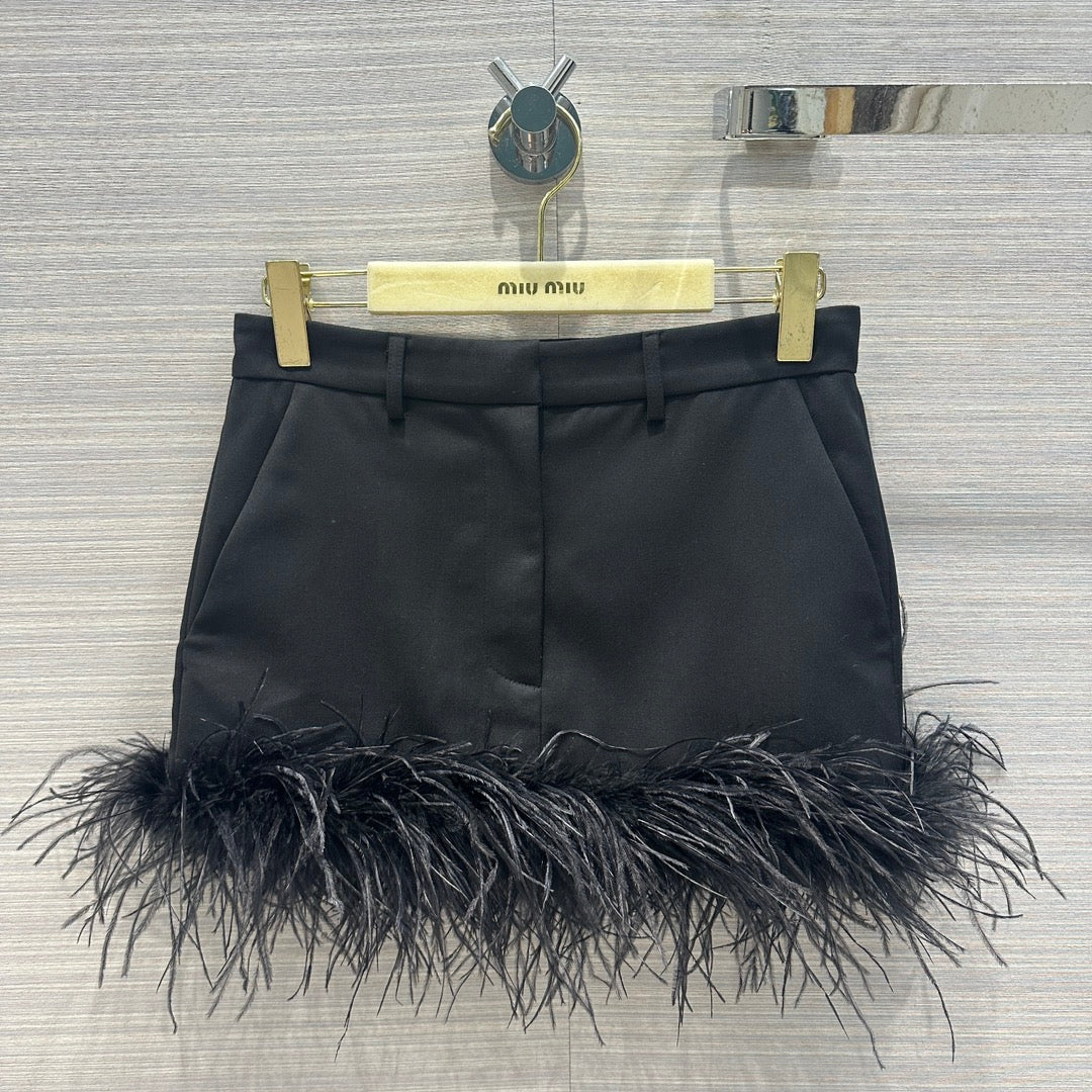 Ostrich Feather High-End Mermaid Mini Skirt