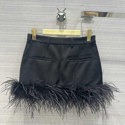 Ostrich Feather High-End Mermaid Mini Skirt