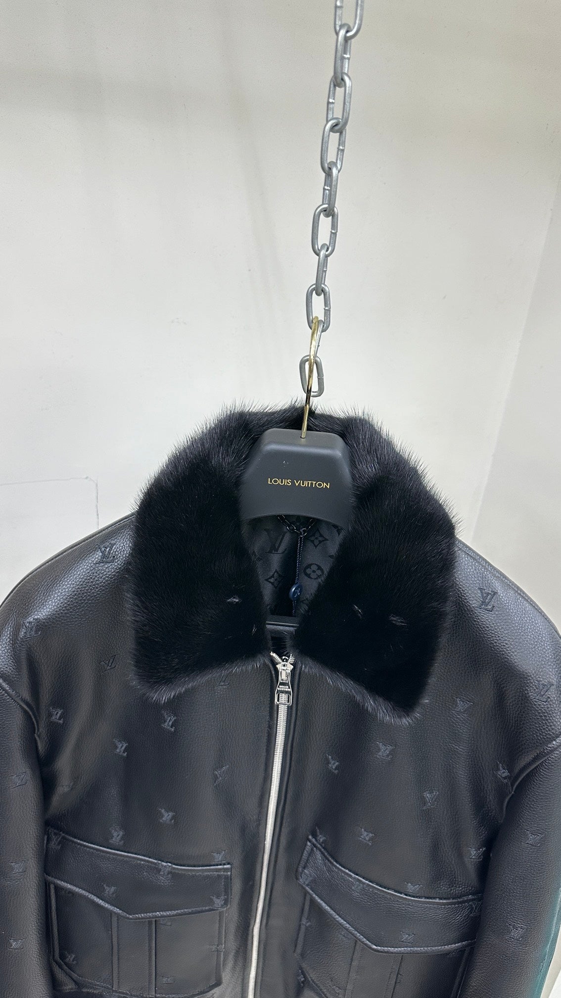 Leather Aviator Mink Collar