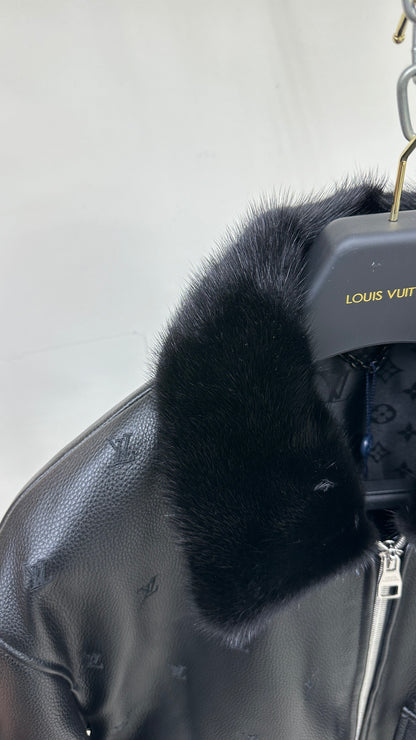 Leather Aviator Mink Collar