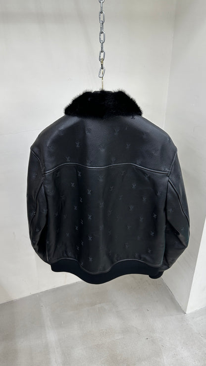 Leather Aviator Mink Collar