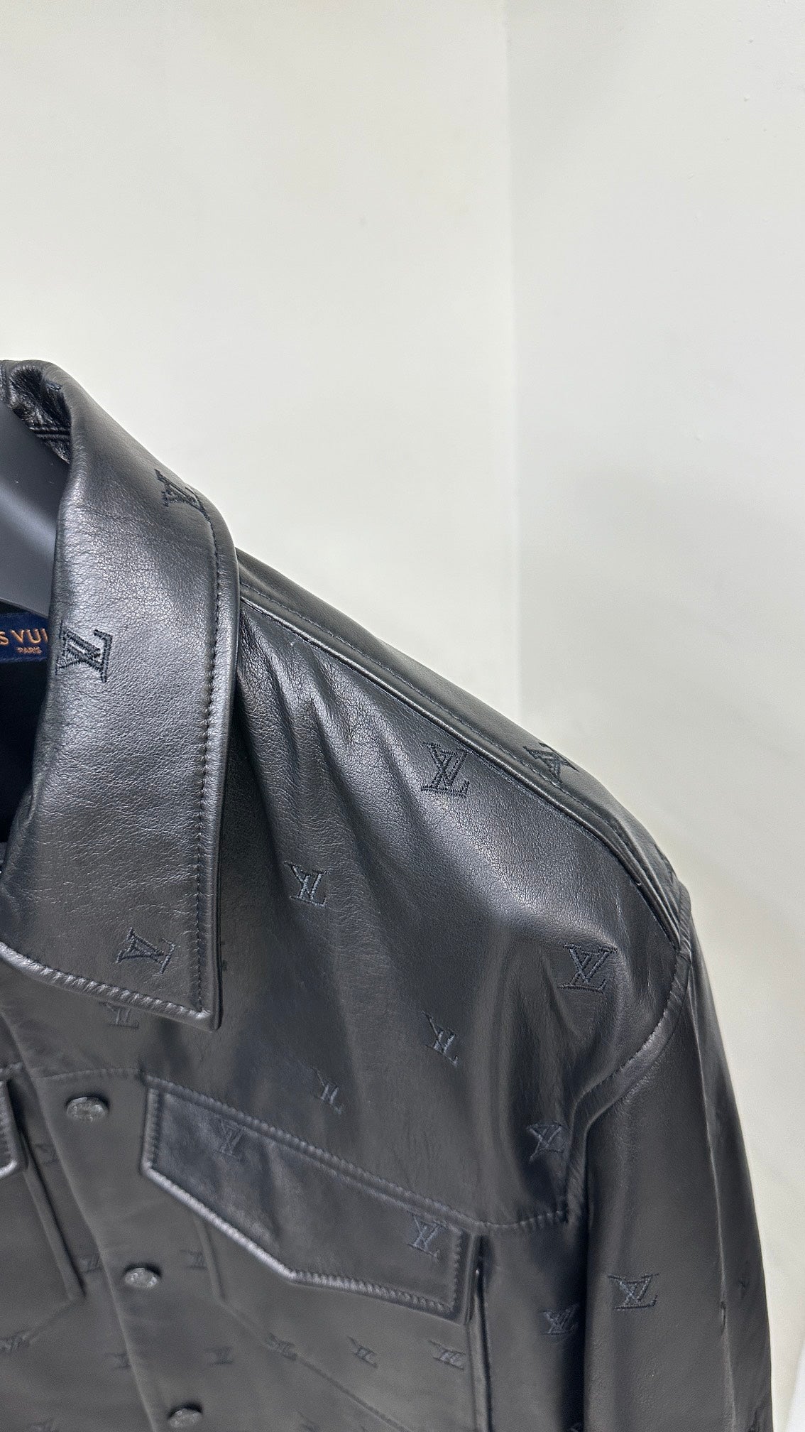 Embroidered Leather Signature Leather LV Jacket