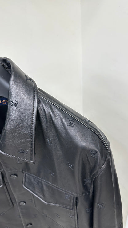 Embroidered Leather Signature Leather LV Jacket