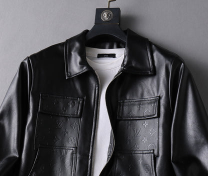 Monogram Leather Trucker Jacket