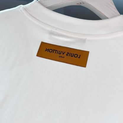 Replica Louis Vuitton Printed Glue Round Neck Short Sleeve Tee